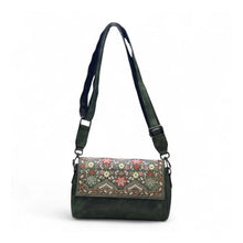 Generic Women's Polyurethane Floral Embroidered Crossbody Sling Bag with Adjustable &amp; Removable Strap (Green)