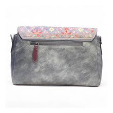 Generic Women's Polyurethane Floral Embroidered Crossbody Sling Bag with Adjustable &amp; Removable Strap (Grey)