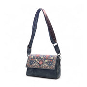 Generic Women's Polyurethane Floral Embroidered Crossbody Sling Bag with Adjustable &amp; Removable Strap (Grey)