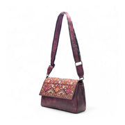 Generic Women's Polyurethane Floral Embroidered Crossbody Sling Bag with Adjustable &amp; Removable Strap (Red)