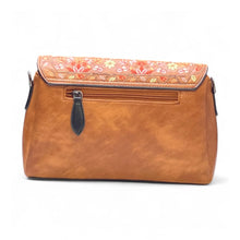 Generic Women's Polyurethane Floral Embroidered Crossbody Sling Bag with Adjustable &amp; Removable Strap (Tan)