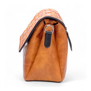 Generic Women's Polyurethane Floral Embroidered Crossbody Sling Bag with Adjustable &amp; Removable Strap (Tan)