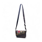 Generic Women's Polyurethane Floral Embroidered Crossbody Sling Bag with Adjustable &amp; Removable Strap (Coffee)