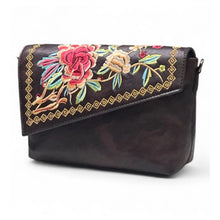 Generic Women's Polyurethane Floral Embroidered Crossbody Sling Bag with Adjustable &amp; Removable Strap (Coffee)