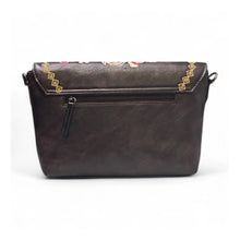 Generic Women's Polyurethane Floral Embroidered Crossbody Sling Bag with Adjustable &amp; Removable Strap (Coffee)