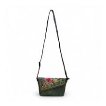 Generic Women's Polyurethane Floral Embroidered Crossbody Sling Bag with Adjustable &amp; Removable Strap (Green)