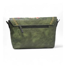 Generic Women's Polyurethane Floral Embroidered Crossbody Sling Bag with Adjustable &amp; Removable Strap (Green)