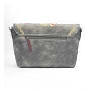 Generic Women's Polyurethane Floral Embroidered Crossbody Sling Bag with Adjustable &amp; Removable Strap (Grey)