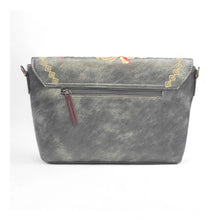 Generic Women's Polyurethane Floral Embroidered Crossbody Sling Bag with Adjustable &amp; Removable Strap (Grey)