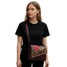 Generic Women's Polyurethane Floral Embroidered Crossbody Sling Bag with Adjustable &amp; Removable Strap (Red)