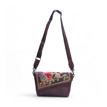 Generic Women's Polyurethane Floral Embroidered Crossbody Sling Bag with Adjustable &amp; Removable Strap (Red)