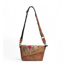 Generic Women's Polyurethane Floral Embroidered Crossbody Sling Bag with Adjustable &amp; Removable Strap (Tan)