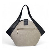Generic Women's Polyurethane Floral Printed Hexagonal Satchel Handbag with Adjustable Strap (White)