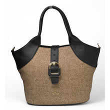 Generic Women's Polyurethane Textured Two-Tone Tote Handbag with Adjustable &amp; Removable Strap (Beige)