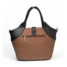 Generic Women's Polyurethane Textured Two-Tone Tote Handbag with Adjustable &amp; Removable Strap (Brown)