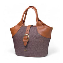 Generic Women's Polyurethane Textured Two-Tone Tote Handbag with Adjustable &amp; Removable Strap (Dark Brown)