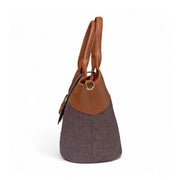 Generic Women's Polyurethane Textured Two-Tone Tote Handbag with Adjustable &amp; Removable Strap (Dark Brown)