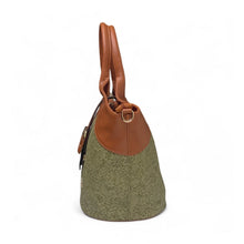 Generic Women's Polyurethane Textured Two-Tone Tote Handbag with Adjustable &amp; Removable Strap (Green)