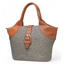 Generic Women's Polyurethane Textured Two-Tone Tote Handbag with Adjustable &amp; Removable Strap (Grey)
