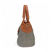 Generic Women's Polyurethane Textured Two-Tone Tote Handbag with Adjustable &amp; Removable Strap (Grey)