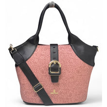 Generic Women's Polyurethane Textured Two-Tone Tote Handbag with Adjustable &amp; Removable Strap (Pink)
