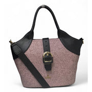 Generic Women's Polyurethane Textured Two-Tone Tote Handbag with Adjustable &amp; Removable Strap (Purple)
