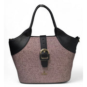 Generic Women's Polyurethane Textured Two-Tone Tote Handbag with Adjustable &amp; Removable Strap (Purple)