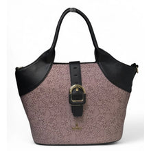 Generic Women's Polyurethane Textured Two-Tone Tote Handbag with Adjustable &amp; Removable Strap (Purple)