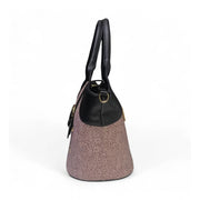 Generic Women's Polyurethane Textured Two-Tone Tote Handbag with Adjustable &amp; Removable Strap (Purple)