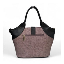 Generic Women's Polyurethane Textured Two-Tone Tote Handbag with Adjustable &amp; Removable Strap (Purple)