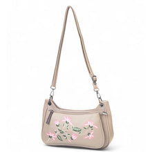Generic Women's Polyurethane Floral Embroidered Crossbody Sling Bag with Adjustable &amp; Removable Strap (Beige)