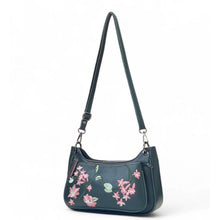 Generic Women's Polyurethane Floral Embroidered Crossbody Sling Bag with Adjustable &amp; Removable Strap (Blue)