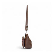 Generic Women's Polyurethane Floral Embroidered Crossbody Sling Bag with Adjustable &amp; Removable Strap (Brown)