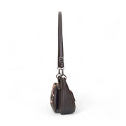 Generic Women's Polyurethane Floral Embroidered Crossbody Sling Bag with Adjustable &amp; Removable Strap (Dark Brown)