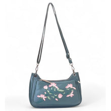 Generic Women's Polyurethane Floral Embroidered Crossbody Sling Bag with Adjustable &amp; Removable Strap (Light Blue)