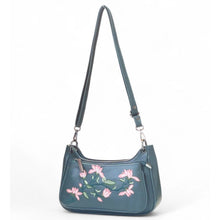 Generic Women's Polyurethane Floral Embroidered Crossbody Sling Bag with Adjustable &amp; Removable Strap (Light Blue)