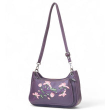 Generic Women's Polyurethane Floral Embroidered Crossbody Sling Bag with Adjustable &amp; Removable Strap (Purple)