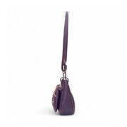 Generic Women's Polyurethane Floral Embroidered Crossbody Sling Bag with Adjustable &amp; Removable Strap (Purple)