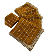 Generic Women's Jimmy Choo Embellished Saree With Unstitched Blouse 5.5Mtr�(Mustard)