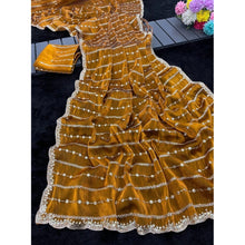 Generic Women's Jimmy Choo Embellished Saree With Unstitched Blouse 5.5Mtr�(Mustard)