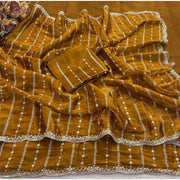 Generic Women's Jimmy Choo Embellished Saree With Unstitched Blouse 5.5Mtr�(Mustard)