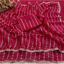 Generic Women's Jimmy Choo Embellished Saree With Unstitched Blouse 5.5Mtr�(Pink)