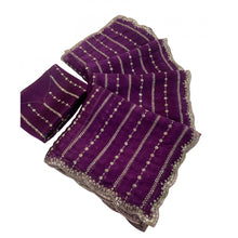 Generic Women's Jimmy Choo Embellished Saree With Unstitched Blouse 5.5Mtr�(Purple)