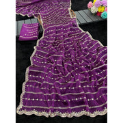 Generic Women's Jimmy Choo Embellished Saree With Unstitched Blouse 5.5Mtr�(Purple)