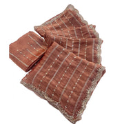 Generic Women's Jimmy Choo Embellished Saree With Unstitched Blouse 5.5Mtr�(Brown)