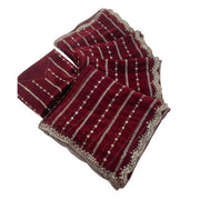 Generic Women's Jimmy Choo Embellished Saree With Unstitched Blouse 5.5Mtr�(Maroon)