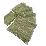Generic Women's Jimmy Choo Embellished Saree With Unstitched Blouse 5.5Mtr�(Green)