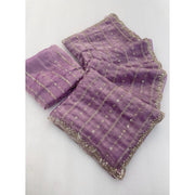 Generic Women's Jimmy Choo Embellished Saree With Unstitched Blouse 5.5Mtr�(Lavender)