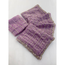 Generic Women's Jimmy Choo Embellished Saree With Unstitched Blouse 5.5Mtr�(Lavender)