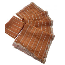Generic Women's Jimmy Choo Embellished Saree With Unstitched Blouse 5.5Mtr�(Orange)